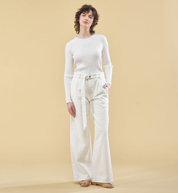 DES PRES「ウィンドウペンストレッチデニム ベルテッドパンツ」|デニム|