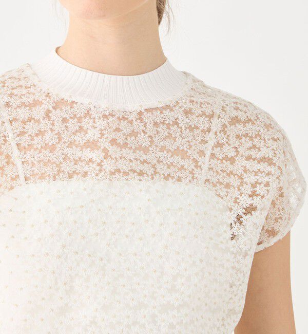 Ballsey「チュールエンブロイダリー レースフレンチスリーブプルオーバー」|シャツ・ブラウス|