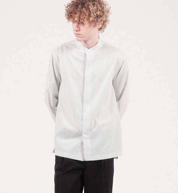 CABaN「CABaN コットンブロード ピンストライプバンドカラーシャツ」|シャツ・ブラウス|