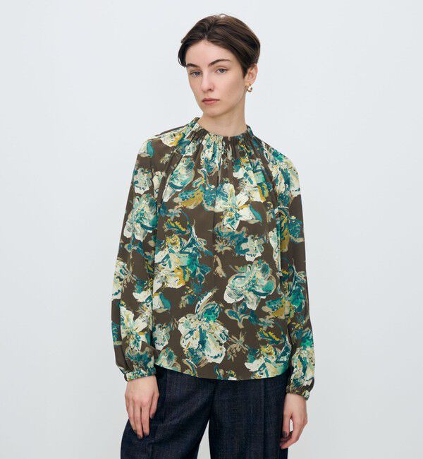 TOMORROWLAND collection「オータムガーデンプリント ネックギャザーブラウス」|シャツ・ブラウス|