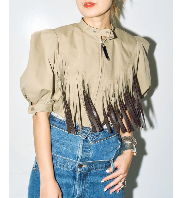  「TOGA PULLA TWILL FRINGE BLOUSE TP261-FJ226：ブラウス」|シャツ・ブラウス|ベージュ