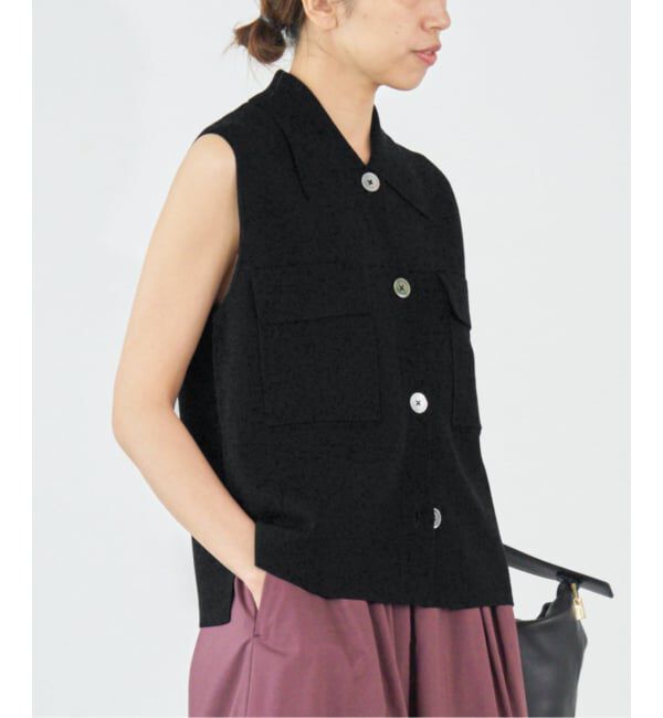 IENA「ハイツイストウールシルク 襟付きノースリーブ」|ニット・セーター|