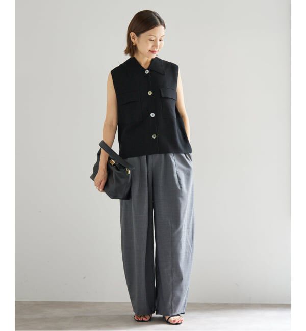 IENA「ハイツイストウールシルク 襟付きノースリーブ」|ニット・セーター|