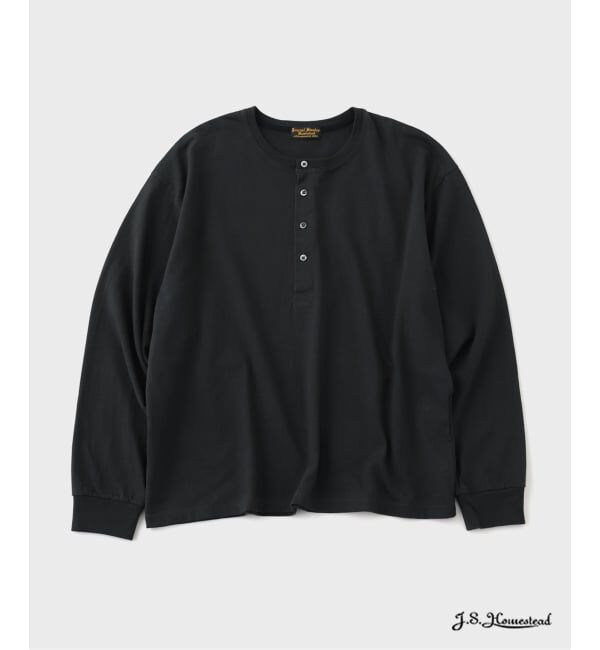 J.S.Homestead「J.S.Homestead / コット ネップ ヘンリーネックロンT」|Tシャツ・カットソー|ブラック A
