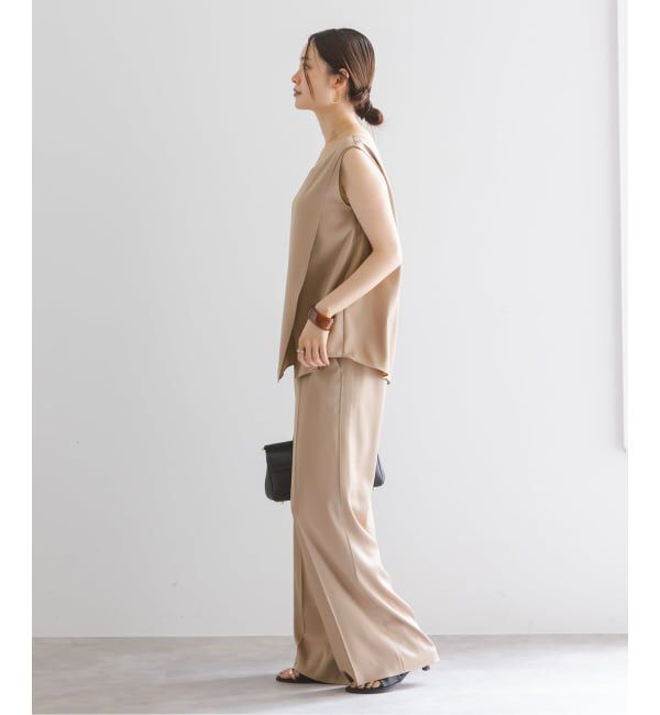 NOBLE「【洗える】ルナサテンベルテッドパンツ」|スラックス|