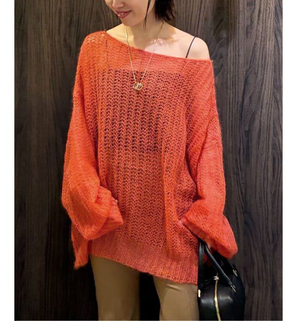 NOBLE「モヘヤウールシアープルオーバー」|ニット・セーター|オレンジ