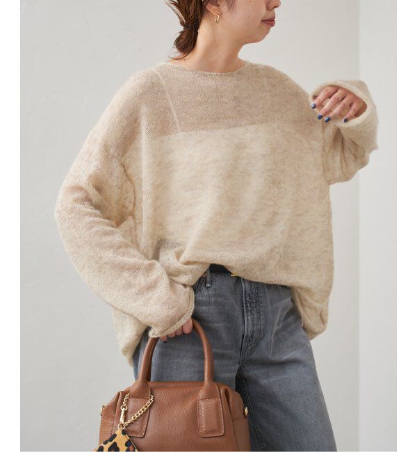 Spick and Span「《追加》ルーズモヘヤミックスボートネックニット」|ニット・セーター|ベージュ A