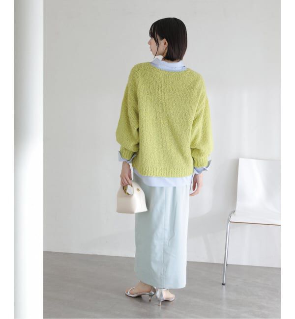  「【洗える】ローゲージブークレプルオーバー」|ニット・セーター|