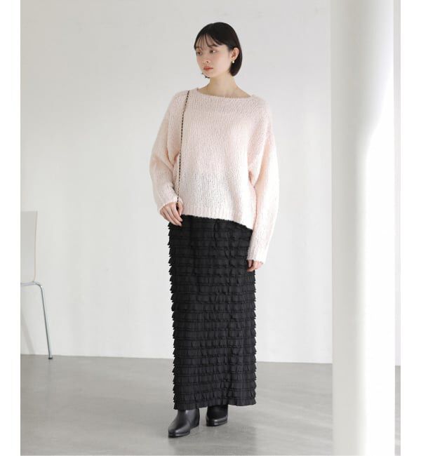  「【洗える】ローゲージブークレプルオーバー」|ニット・セーター|