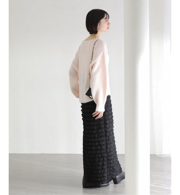  「【洗える】ローゲージブークレプルオーバー」|ニット・セーター|