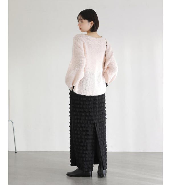  「【洗える】ローゲージブークレプルオーバー」|ニット・セーター|