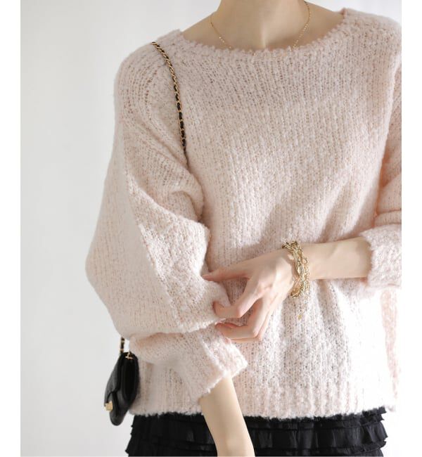  「【洗える】ローゲージブークレプルオーバー」|ニット・セーター|