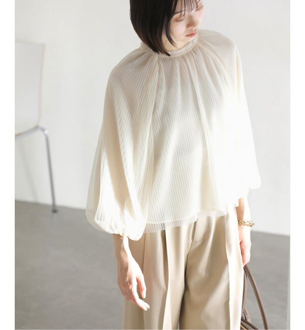  「《予約》【洗える】2wayチュールプリーツブラウス」|シャツ・ブラウス|イエロー