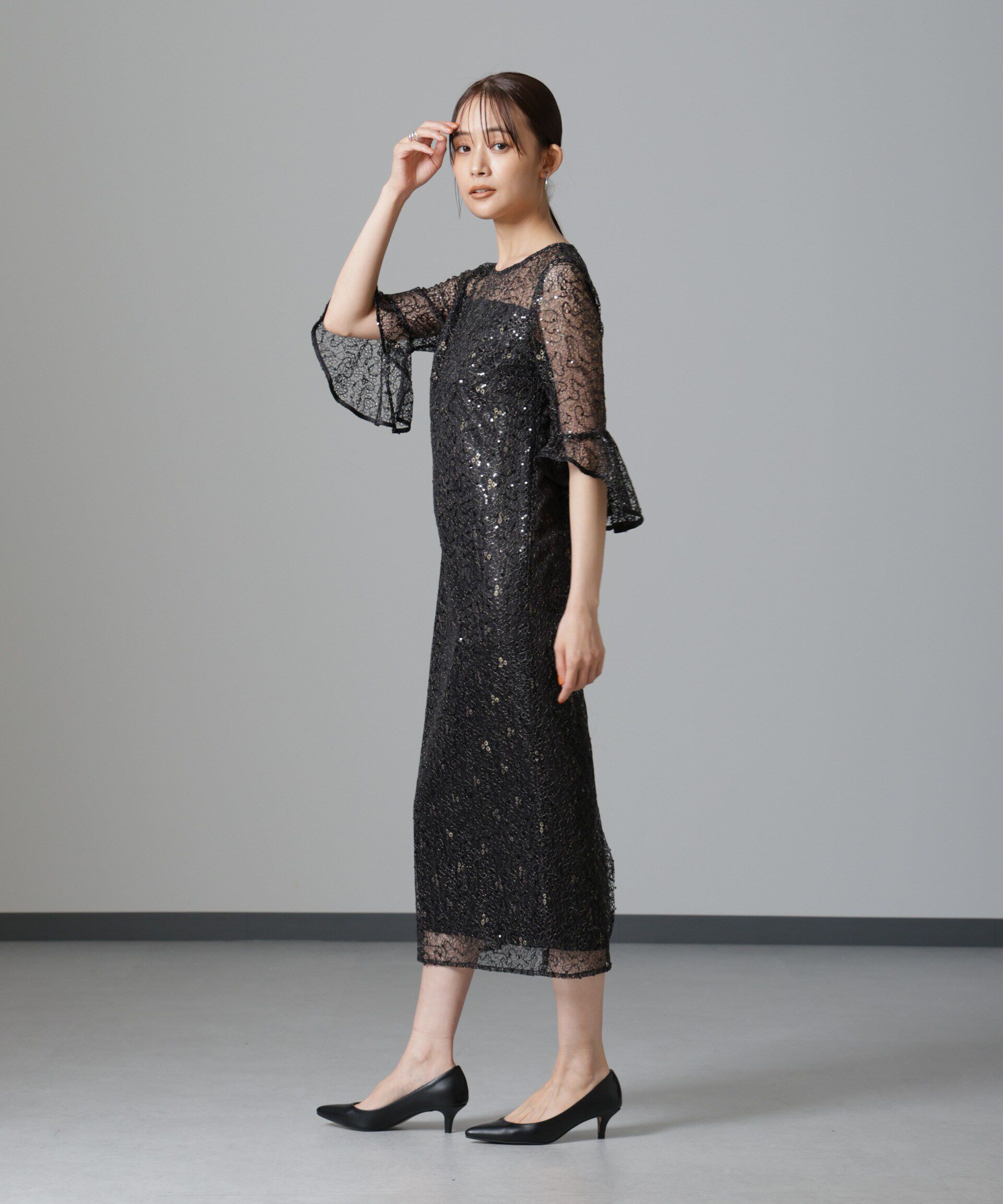 nano･universe「troisiemechaco/SPANGLE LACE ワンピース」|ワンピース|
