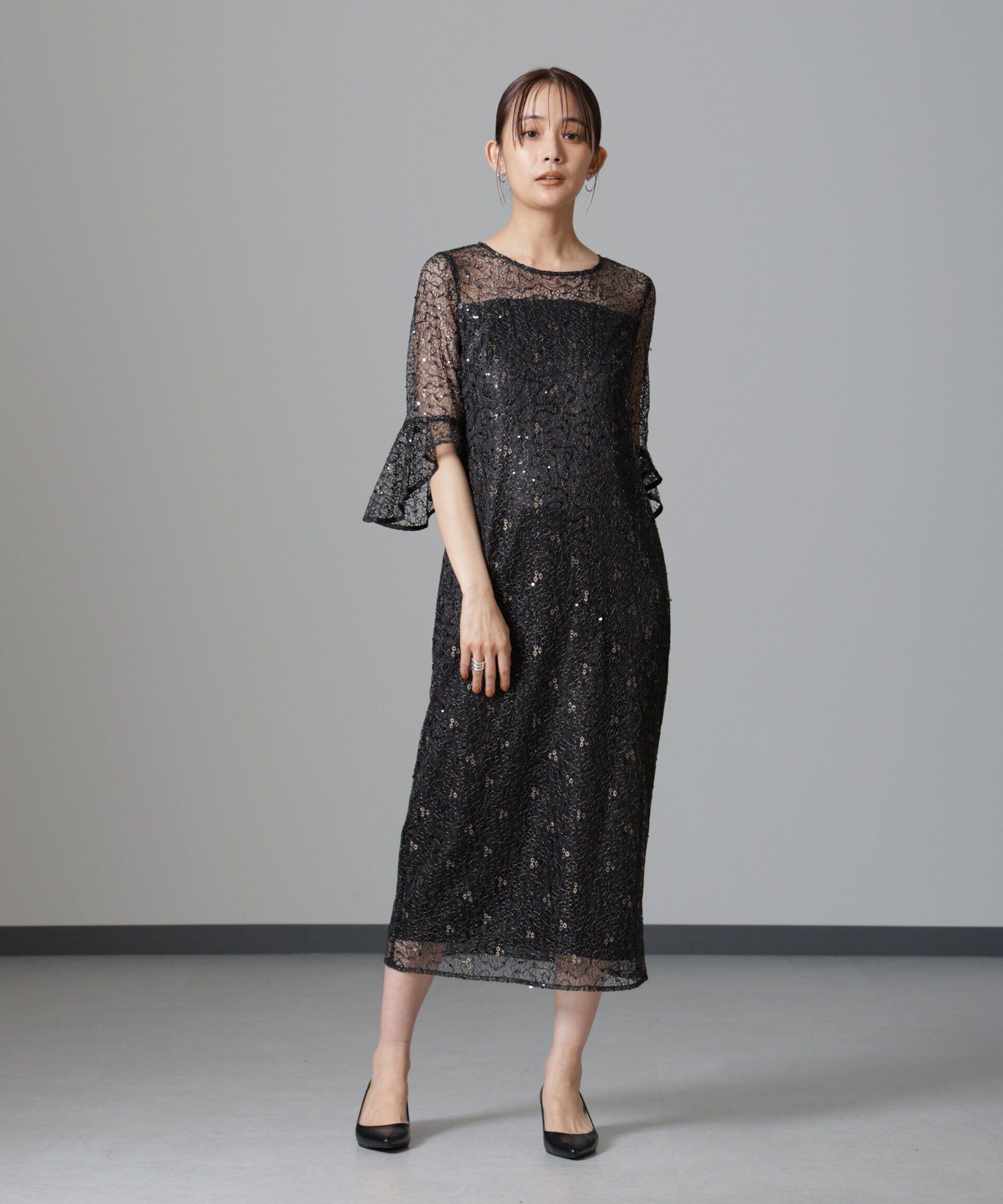 nano･universe「troisiemechaco/SPANGLE LACE ワンピース」|ワンピース|