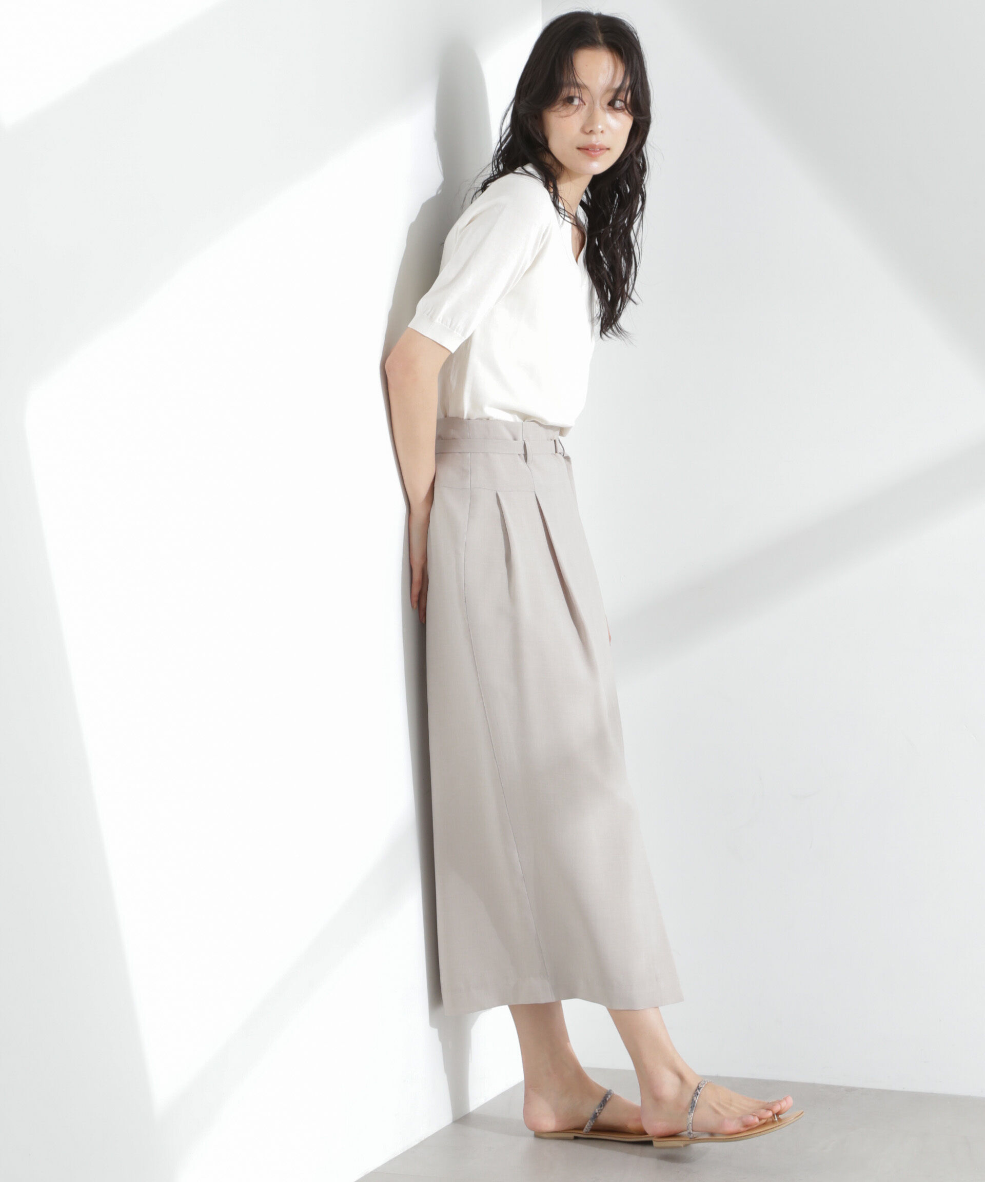 nano･universe「TEKNICO GIZAコットンVネックコンパクトニット」|ニット・セーター|