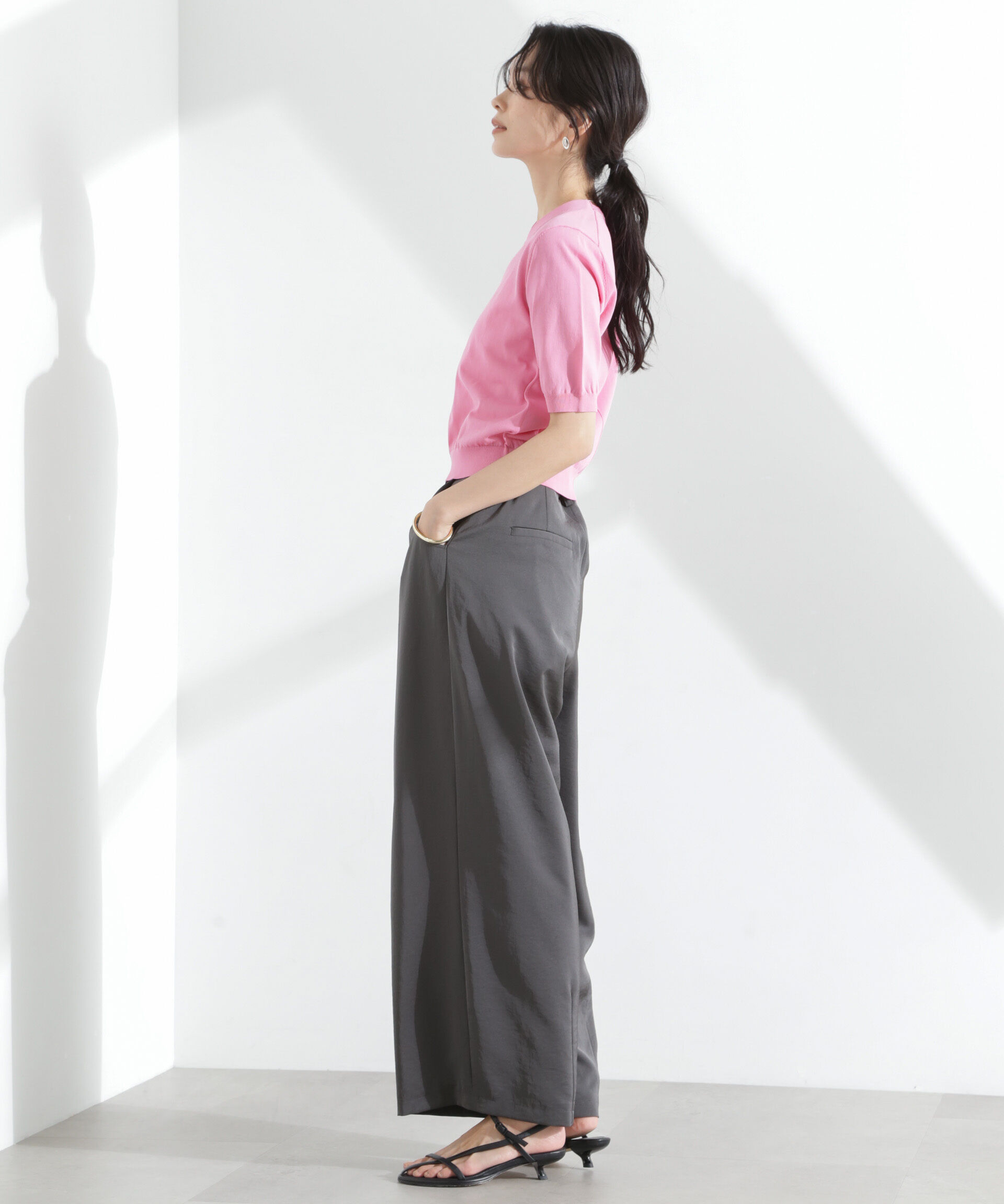 nano･universe「TEKNICO GIZAコットンVネックコンパクトニット」|ニット・セーター|