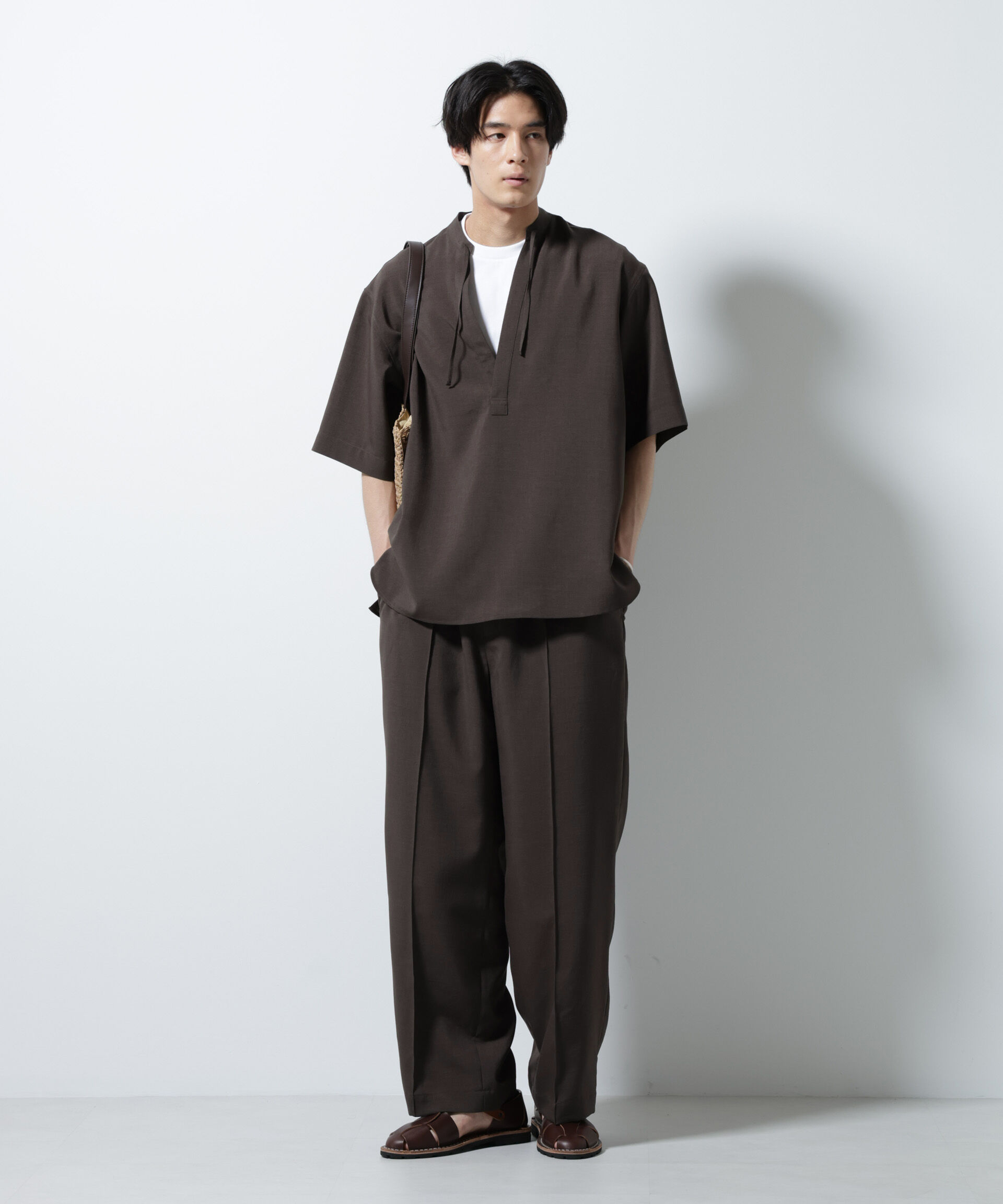 nano･universe「メランジドライプルオーバーシャツ（セットアップ可）」|シャツ・ブラウス|