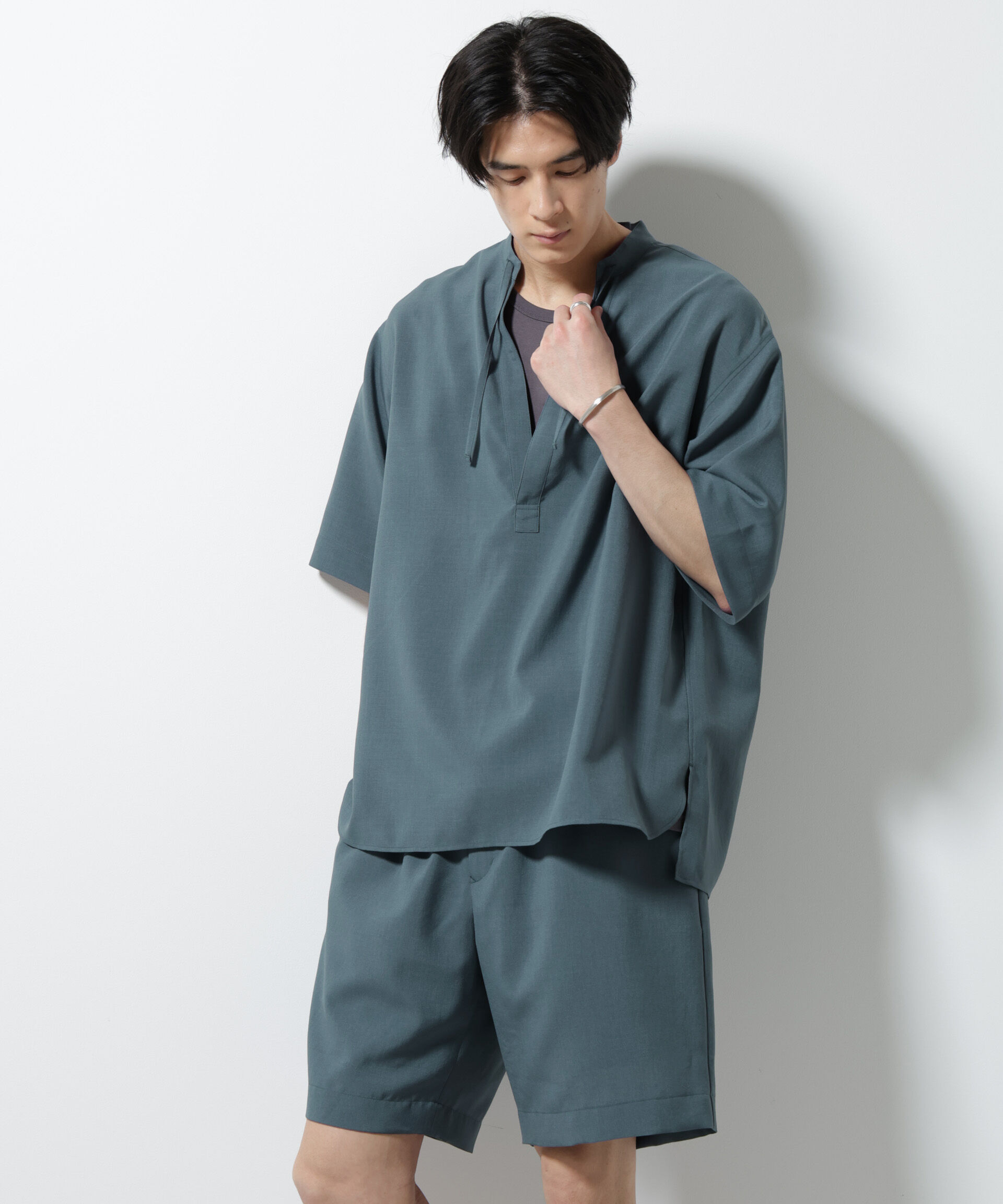 nano･universe「メランジドライプルオーバーシャツ（セットアップ可）」|シャツ・ブラウス|