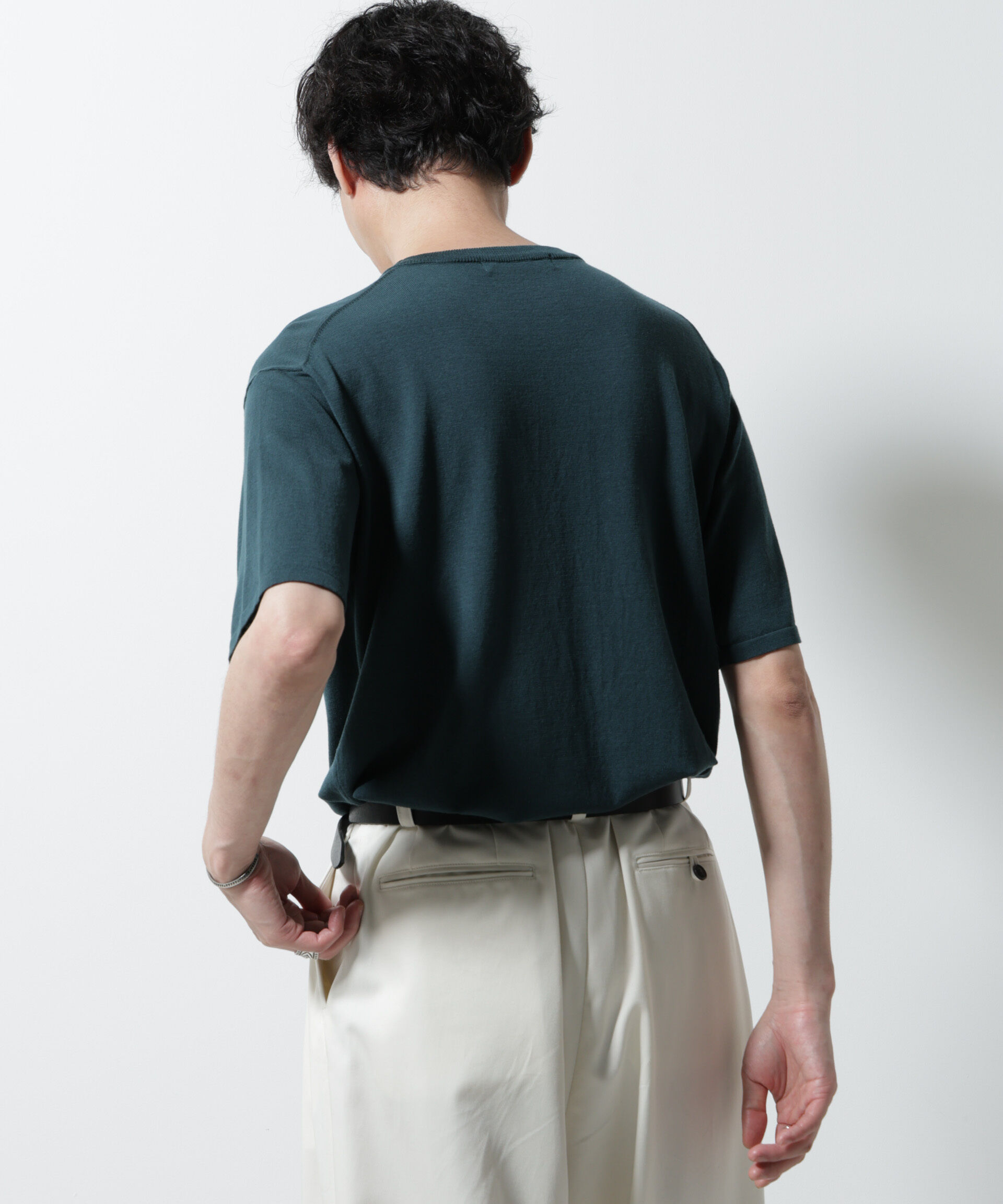 nano･universe「シルキータッチニットTシャツ 半袖」|ニット・セーター|