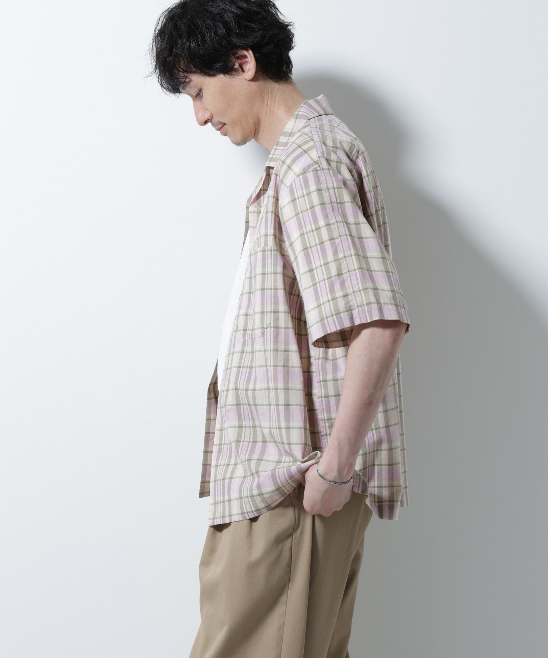 nano･universe「Fabric by INDIA オールドライクマドラスチェックシャツ 半袖」|シャツ・ブラウス|