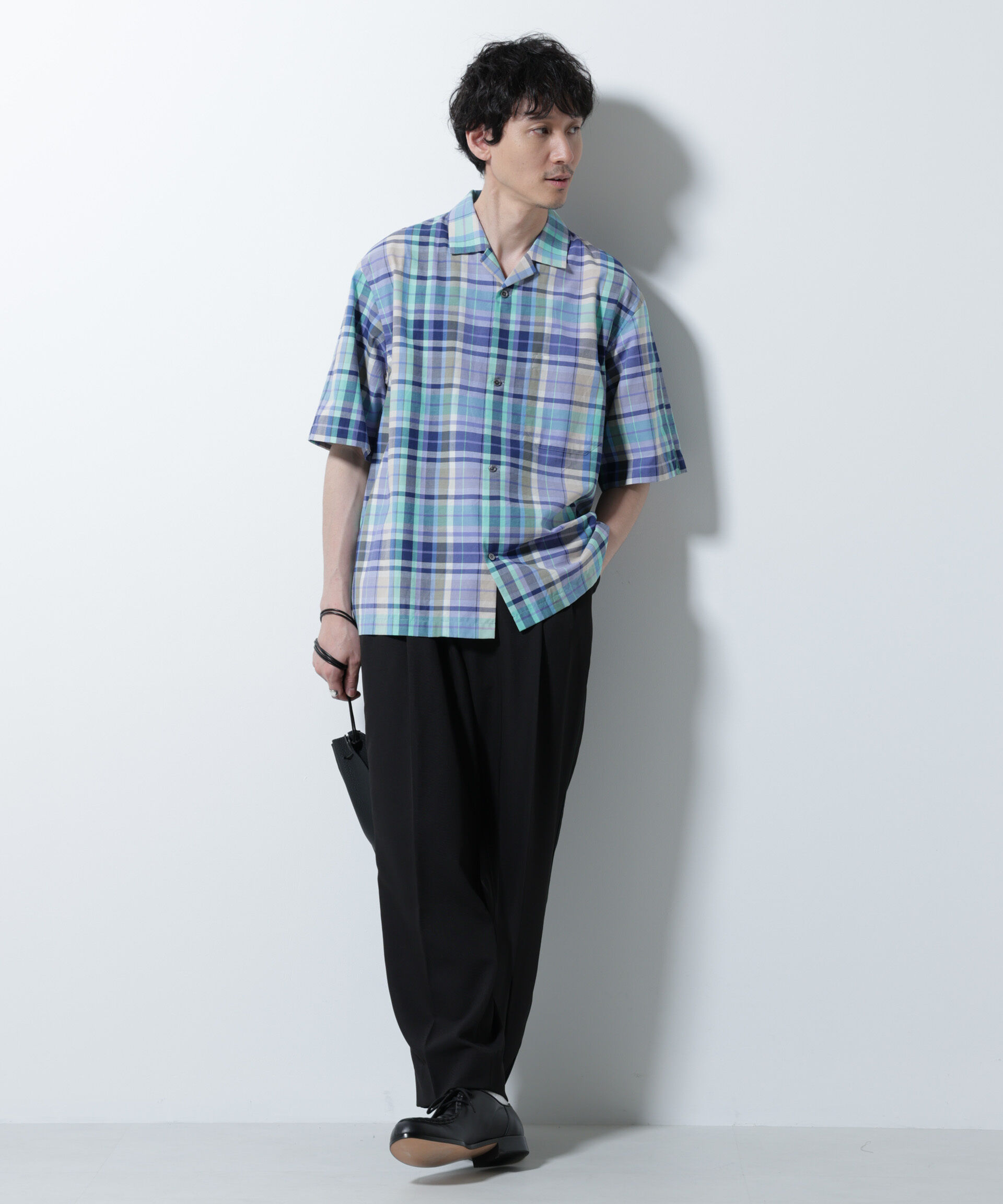 nano･universe「Fabric by INDIA オールドライクマドラスチェックシャツ 半袖」|シャツ・ブラウス|