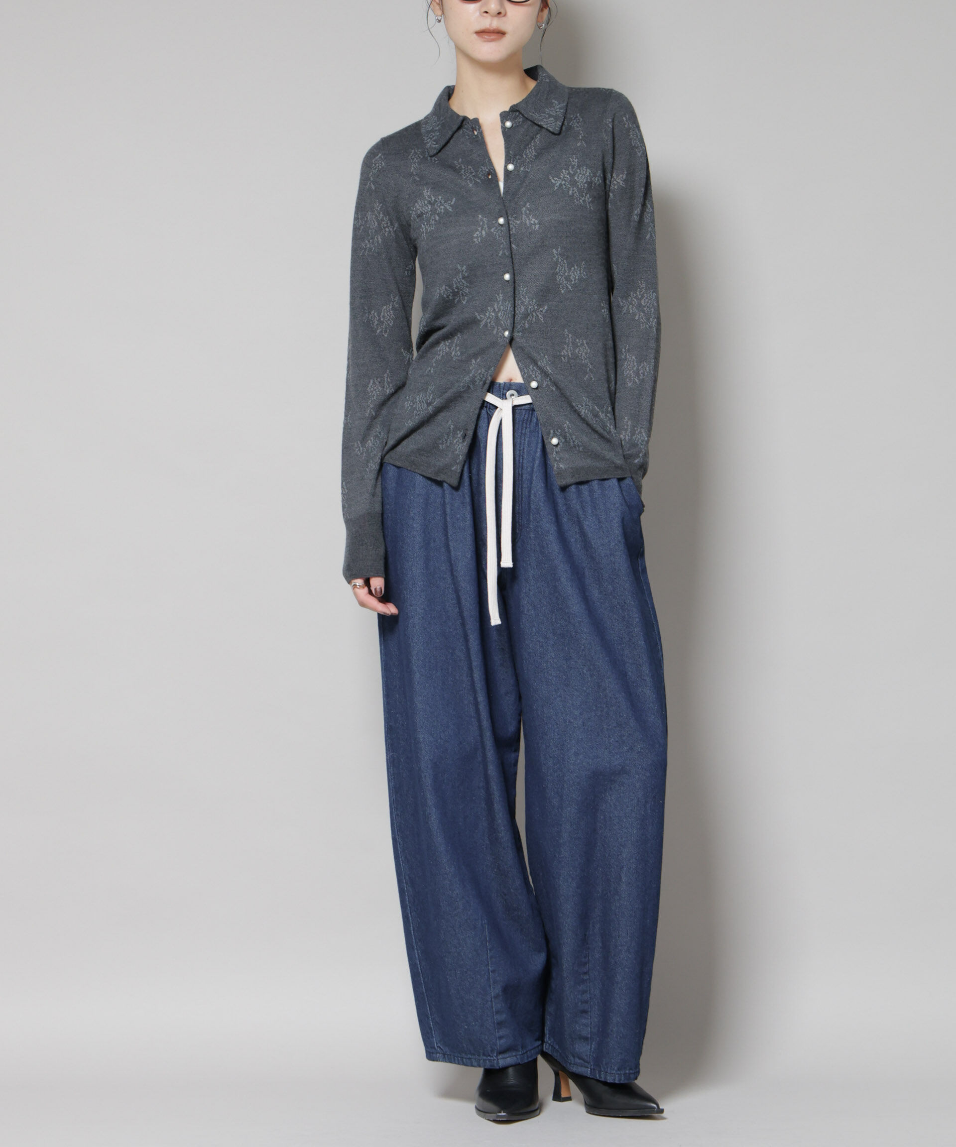nano･universe「ドロストデニムパンツ(セットアップ可)」|チノ|ネイビー
