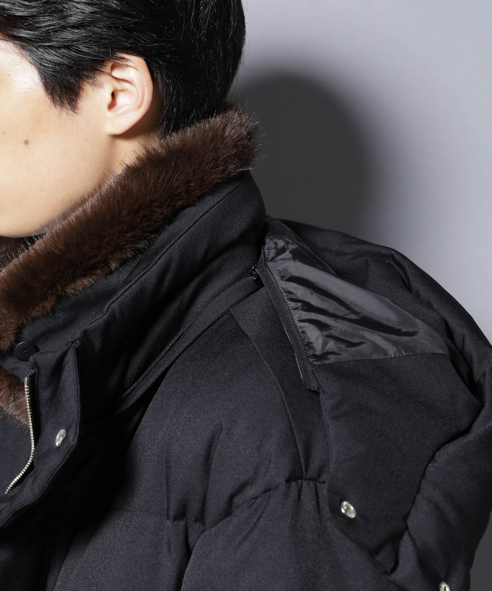 nano･universe「「西川ダウン(R)」フェイクファーカラーサージロングダウン」|ダウン|