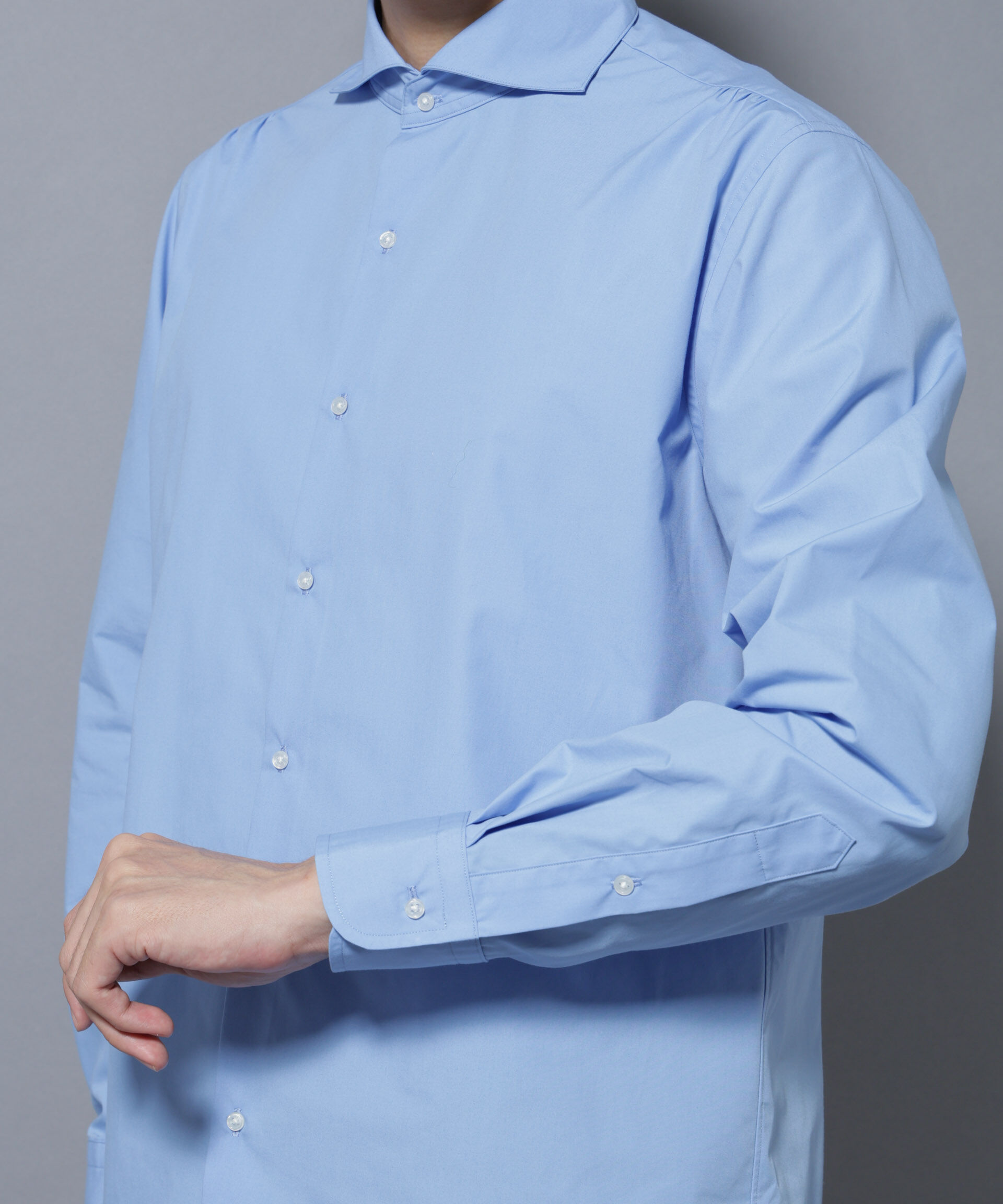 nano･universe「「N shirt」Anti Soaked(R)汗染み防止ホリゾンタルカラーシャツ長袖」|シャツ・ブラウス|