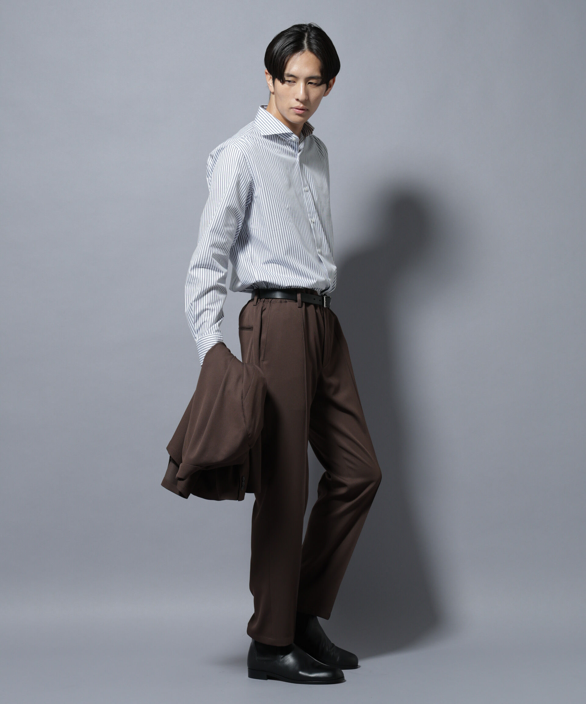 nano･universe「「N shirt」Anti Soaked(R)汗染み防止ホリゾンタルカラーシャツ長袖」|シャツ・ブラウス|