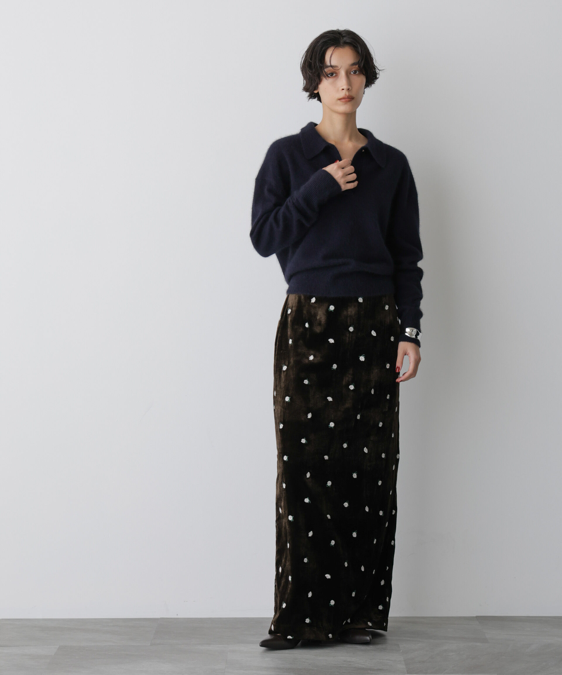  「「STEVELOUR」スキッパーポロ衿ソフトタッチニット」|ニット・セーター|