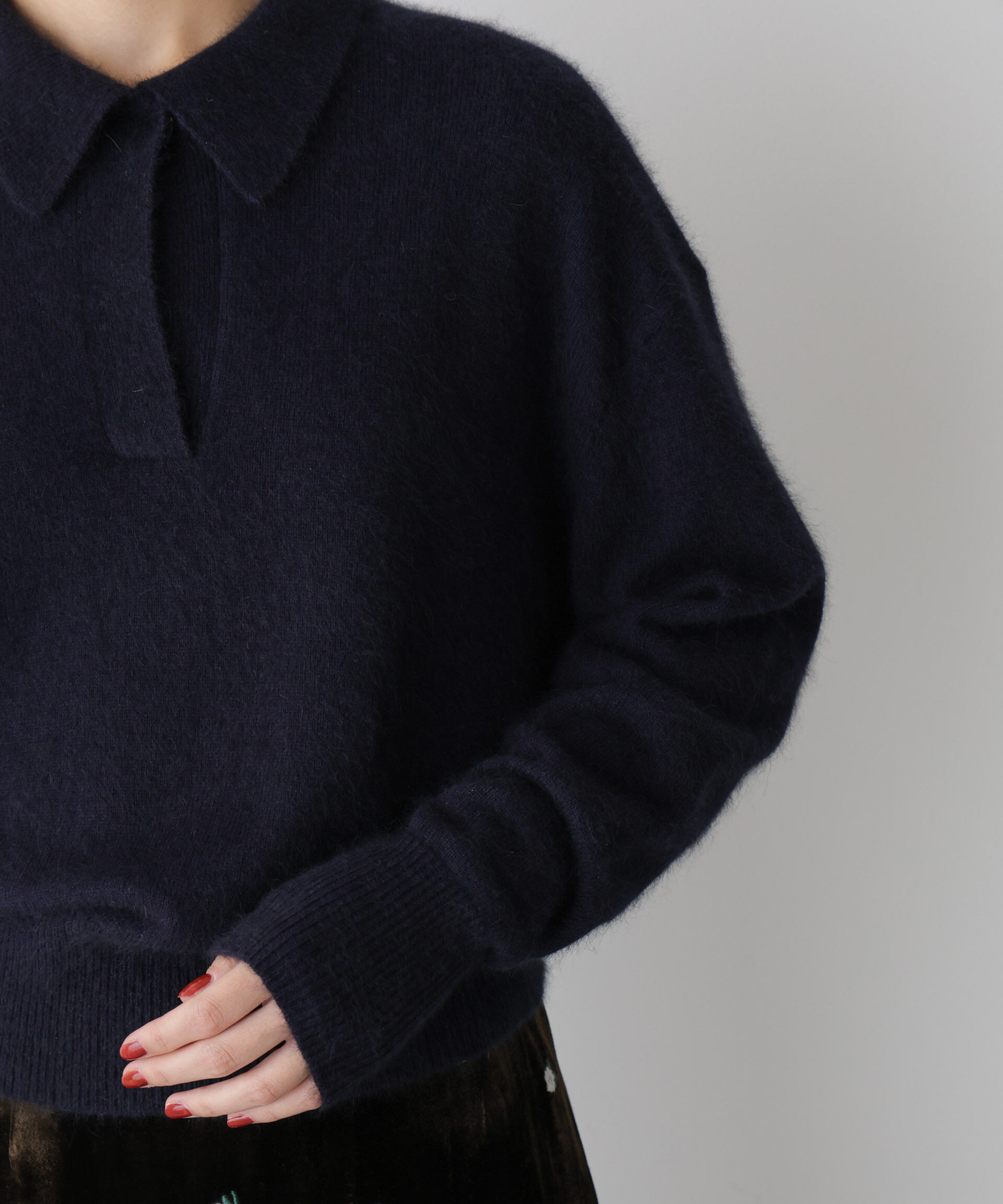  「「STEVELOUR」スキッパーポロ衿ソフトタッチニット」|ニット・セーター|