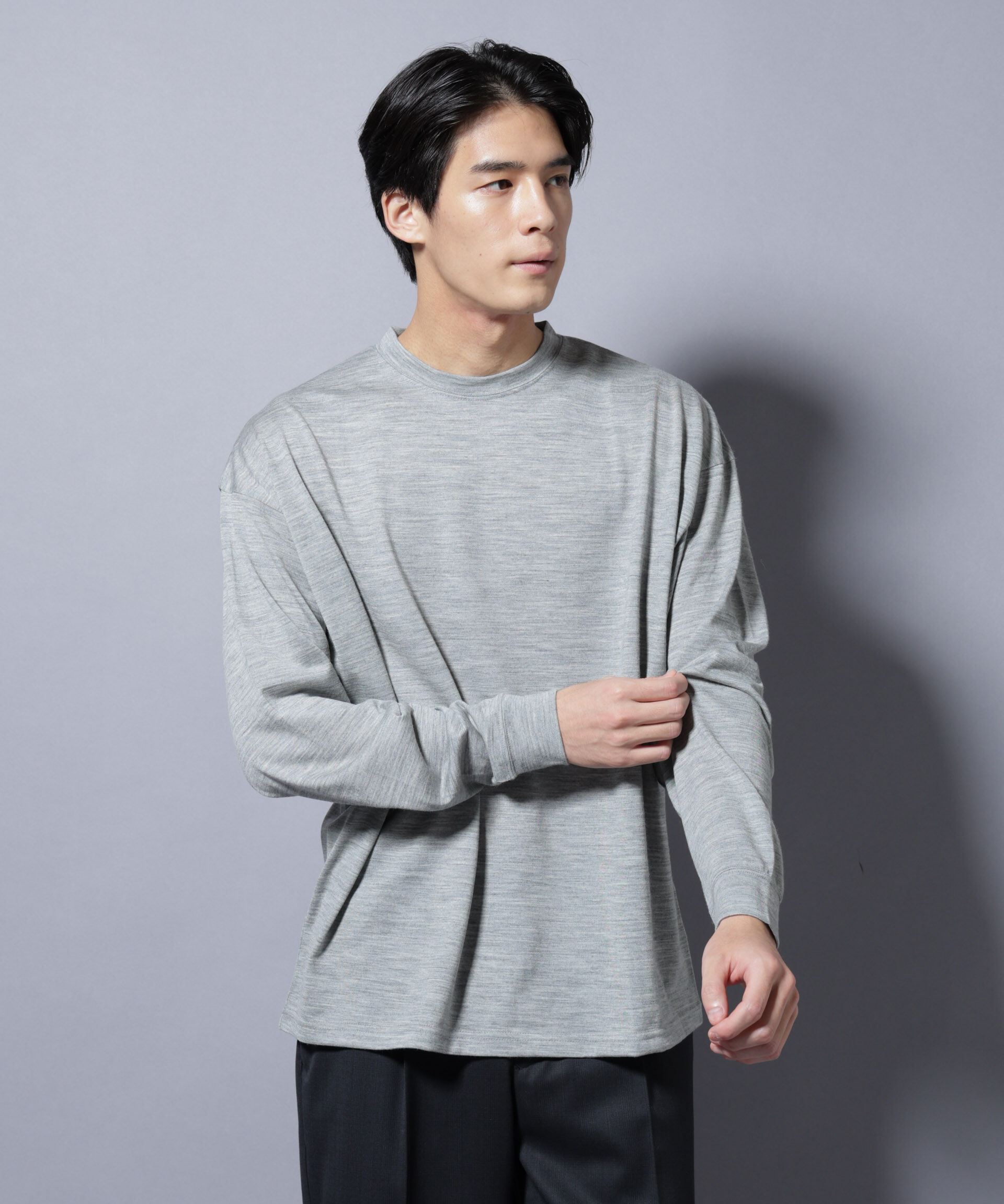 nano･universe「MIYATA&times;NANO JAPAN MADE 100%WOOL Tシャツ」|Tシャツ・カットソー|L.グレー1
