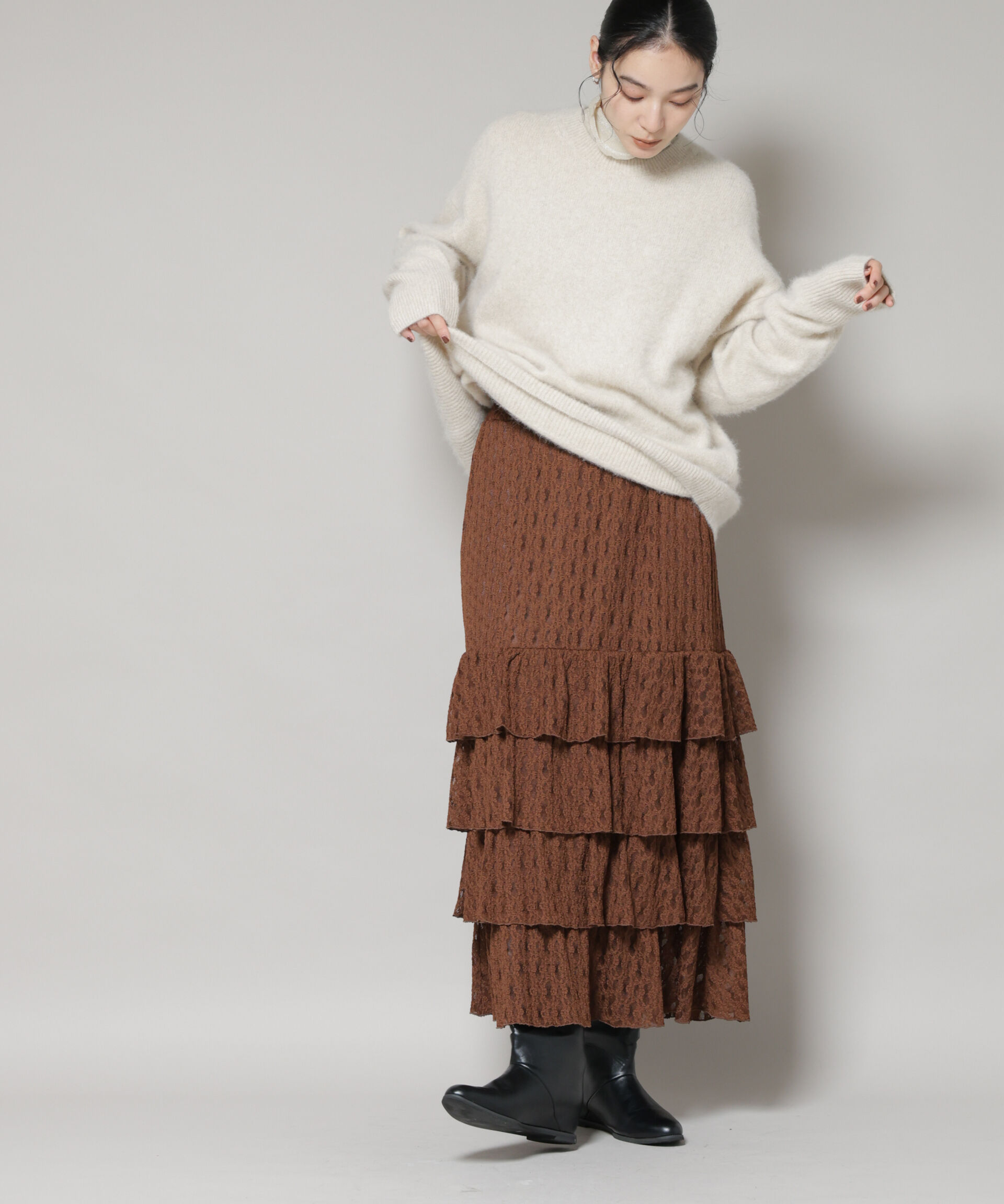 nano･universe「ティアードフリルレーススカート」|スカート|