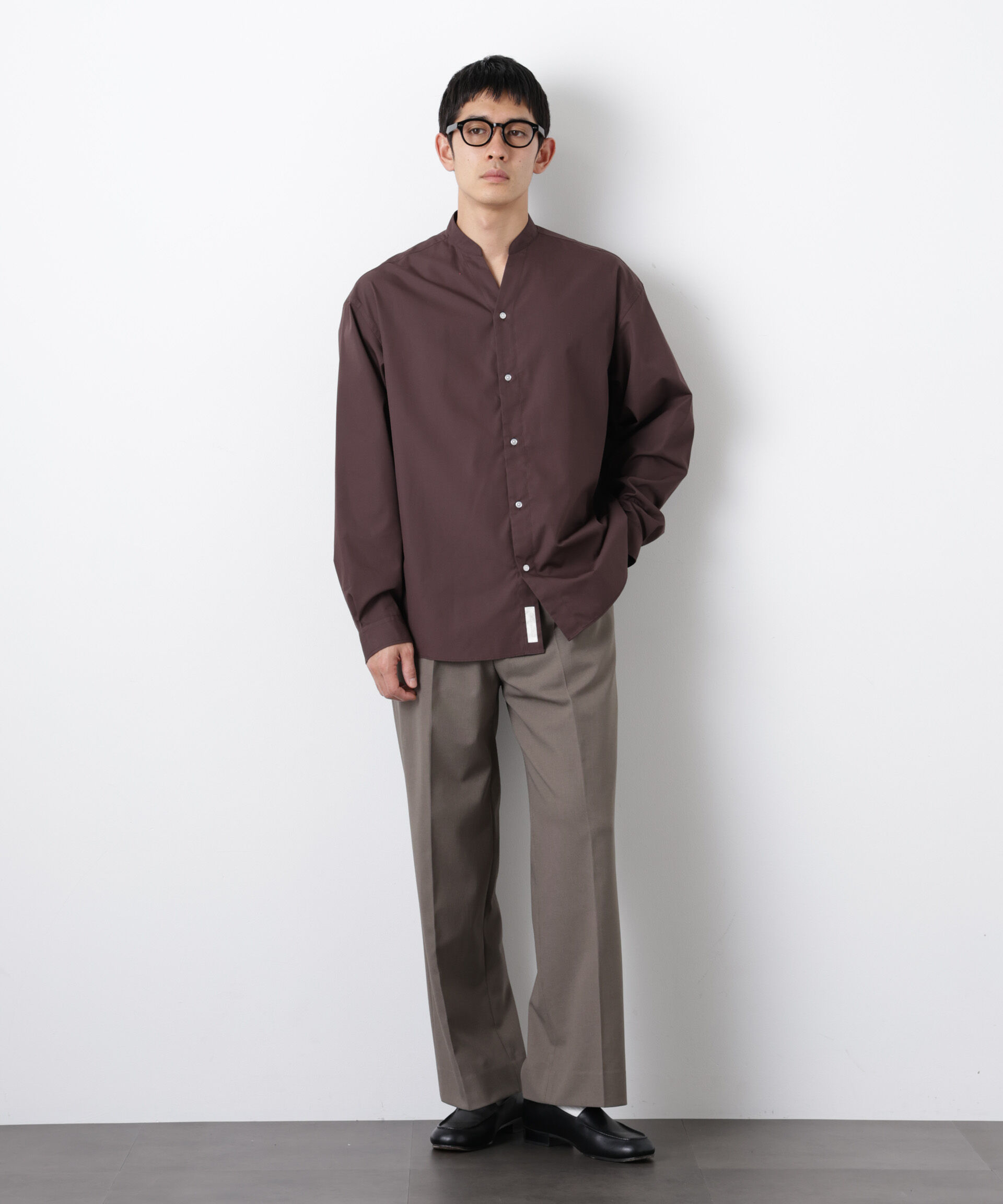 nano･universe「「大人のワイドシャツ」バンドカラー 長袖」|シャツ・ブラウス|