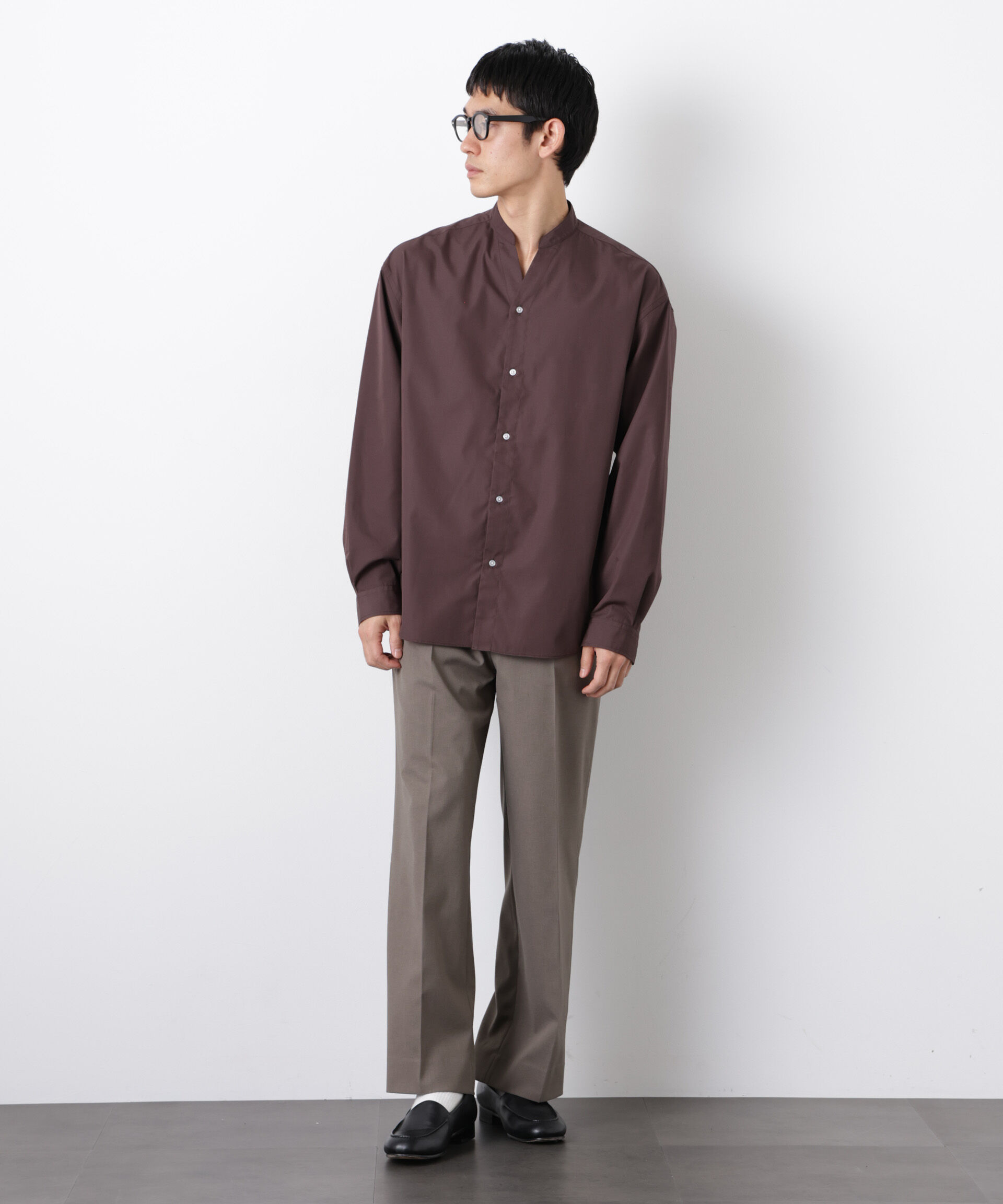 nano･universe「「大人のワイドシャツ」バンドカラー 長袖」|シャツ・ブラウス|