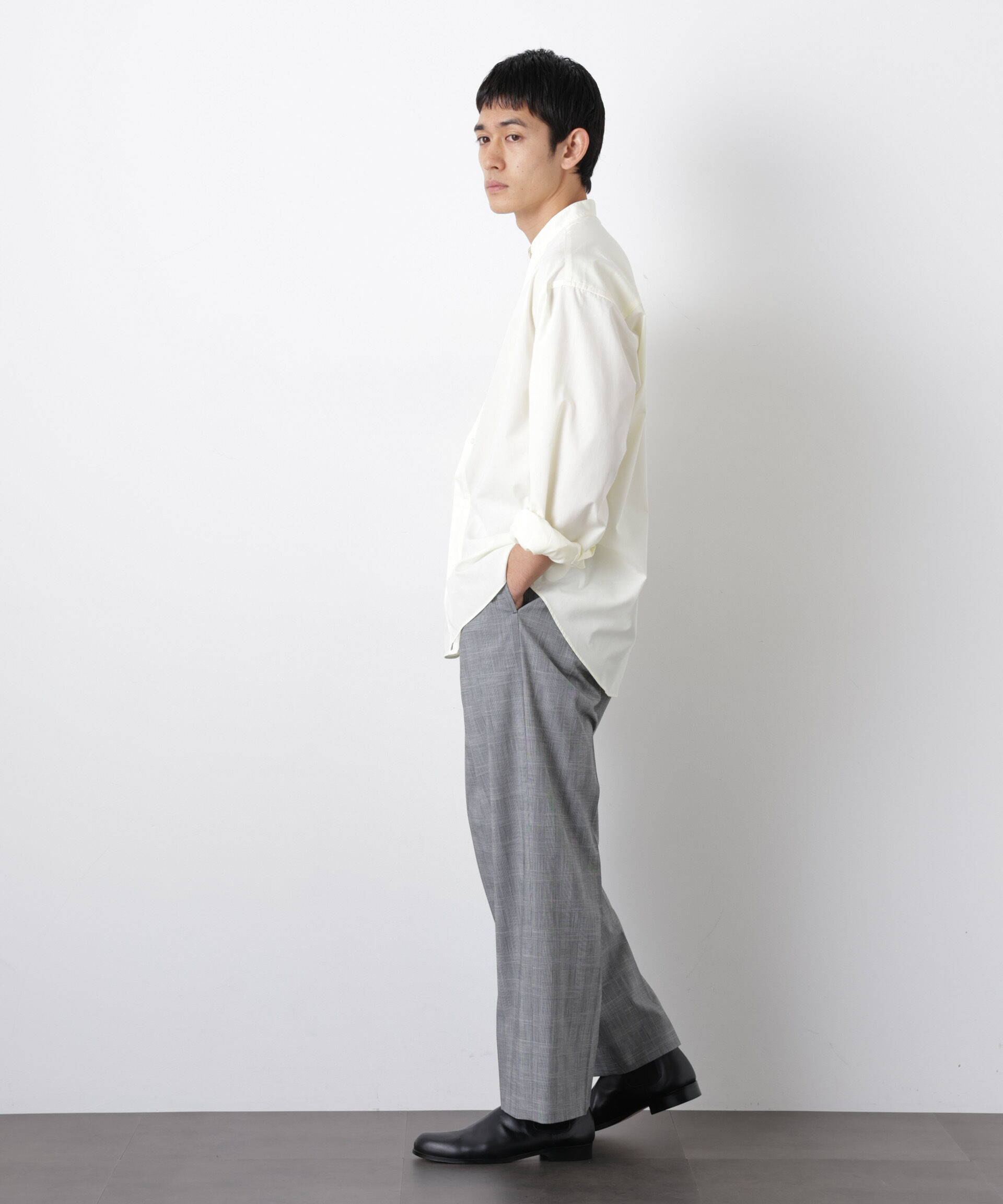 nano･universe「「大人のワイドシャツ」バンドカラー 長袖」|シャツ・ブラウス|