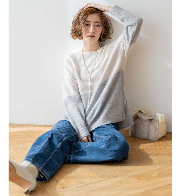 23区「【洗える】ウールカシミヤ カラーブロック ニット」|ニット・セーター|