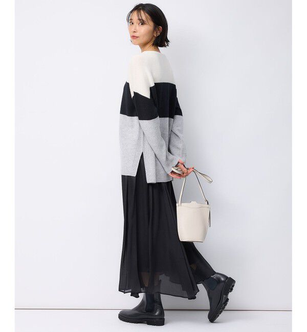 23区「【洗える】ウールカシミヤ カラーブロック ニット」|ニット・セーター|