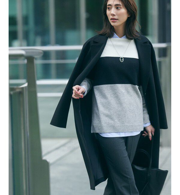 23区「【洗える】ウールカシミヤ カラーブロック ニット」|ニット・セーター|