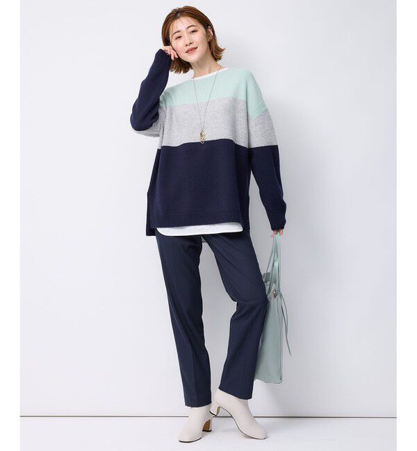 23区「【洗える】ウールカシミヤ カラーブロック ニット」|ニット・セーター|