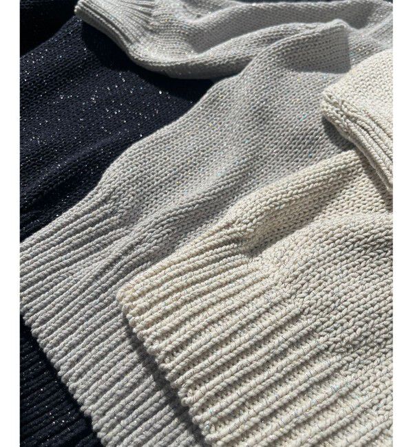 23区「【洗える】ルレックスバルキー5分袖 ラメ ニット」|ニット・セーター|