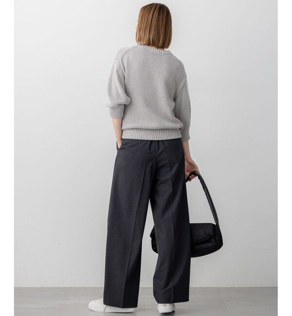 23区「【洗える】ルレックスバルキー5分袖 ラメ ニット」|ニット・セーター|