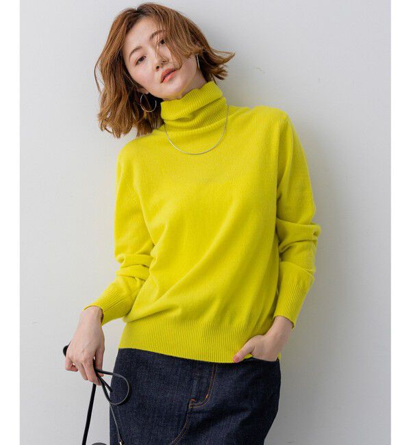 23区「【滝沢眞規子さん着用/BAILA掲載/洗える】ピュアカシミヤ タートルネック ニット」|ニット・セーター|イエロー系