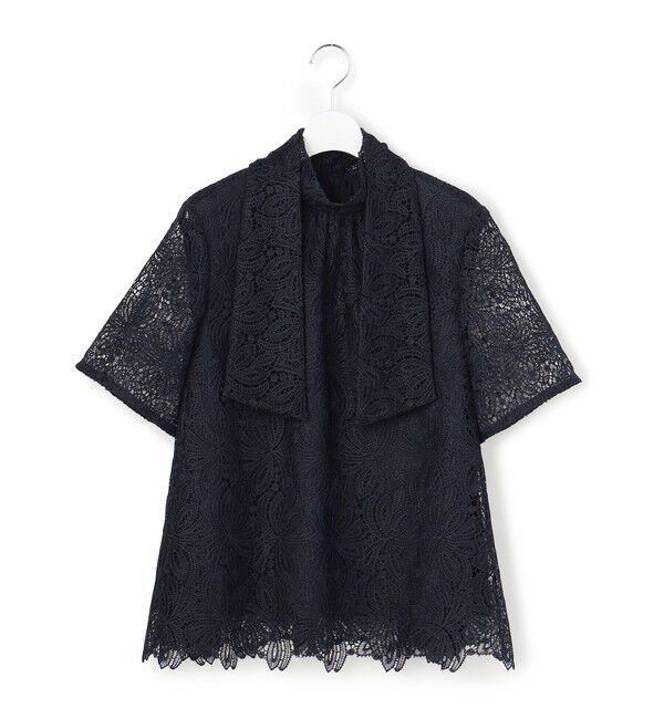 23区「【APPLAUDIR】Brocheリボンブーケレース ブラウス」|シャツ・ブラウス|ネイビー系