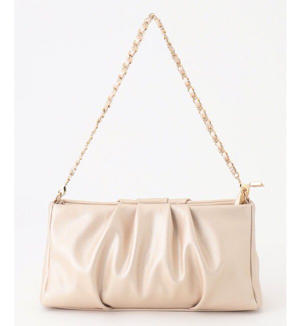 ANY SIS「【2WAY】ギャザーチェーンクラッチショルダー バッグ」|ショルダー・メッセンジャー|シャンパン