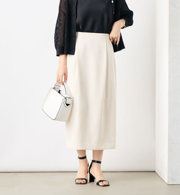 NOLLEY'S「《セットアップ対応》ウォッシャブル麻調タックタイトミディスカート」|タイト|