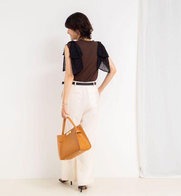 NOLLEY'S「《手洗い可能》肩シアーリボンノースリーブプルオーバーニット」|ニット・セーター|