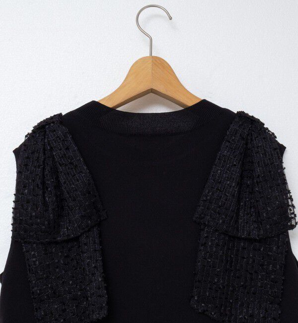 NOLLEY'S「《手洗い可能》肩シアーリボンノースリーブプルオーバーニット」|ニット・セーター|
