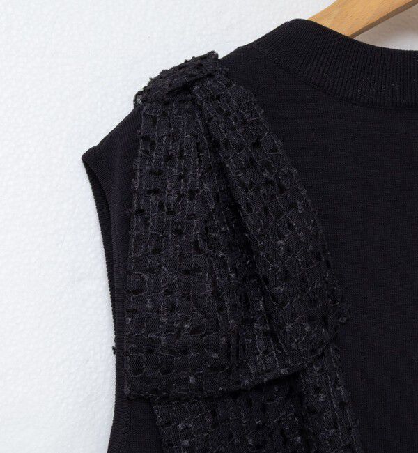 NOLLEY'S「《手洗い可能》肩シアーリボンノースリーブプルオーバーニット」|ニット・セーター|